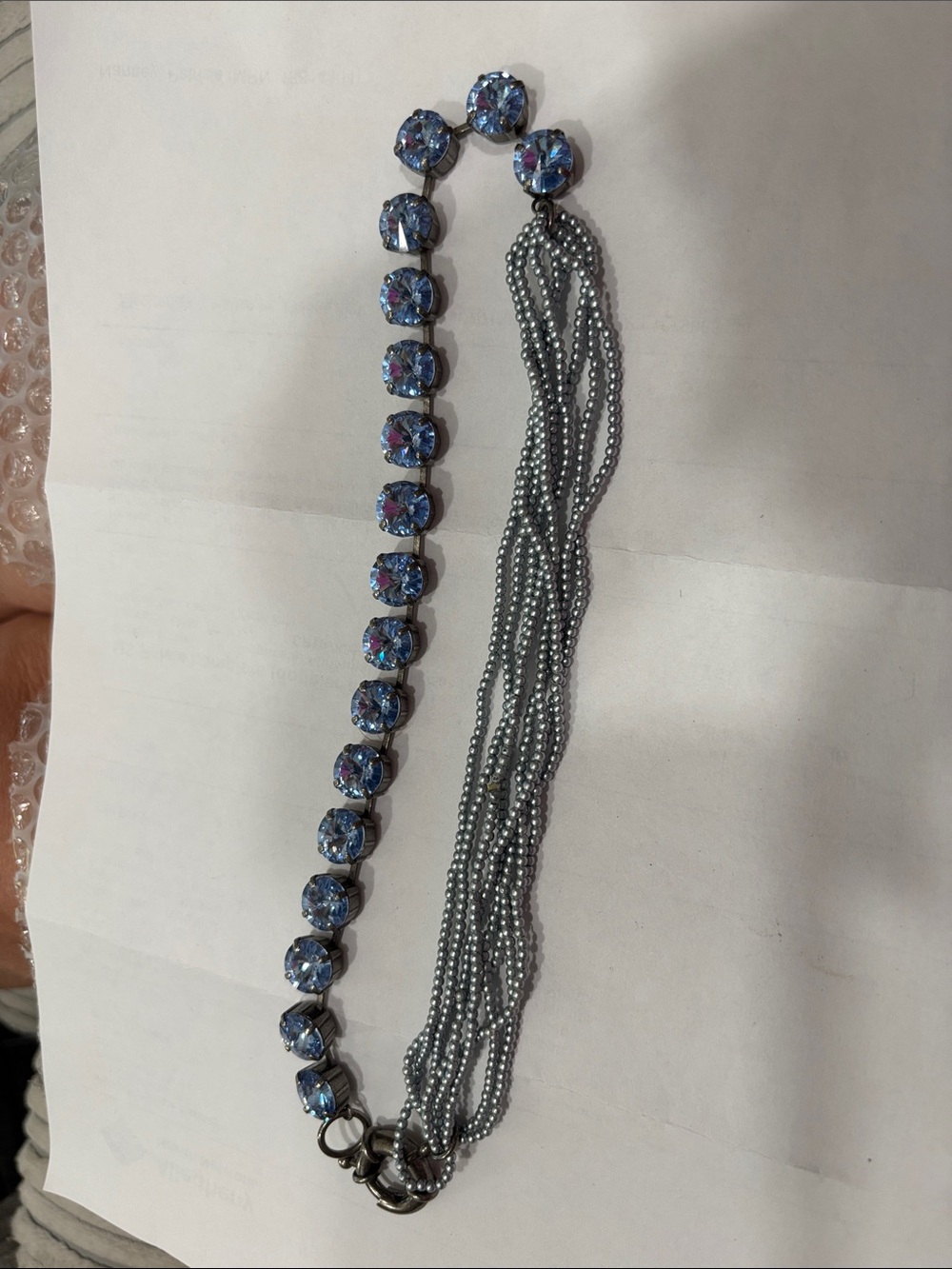 Sabika Blue Crystal Strand with Gunmetal Multi-Strand Chains